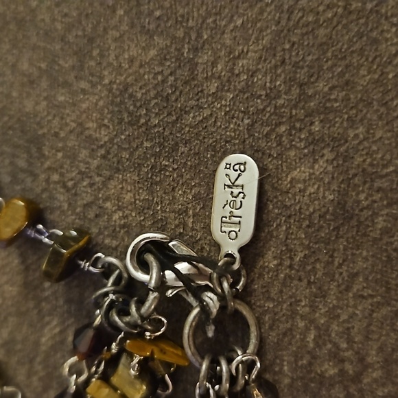 TRESKA Multi-chain Tiger Eye Ethnic Pendant Castlecore Choker Necklace - Picture 6 of 7